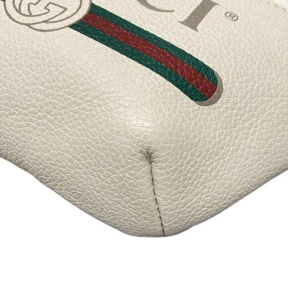 Auth GUCCI Print Small Belt Bag 527792 White Leather Bum Bag - Picture 4 of 16